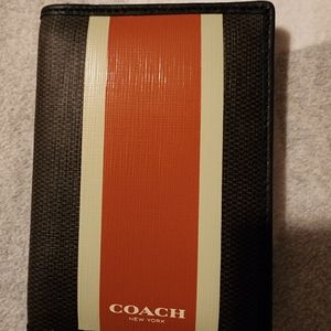 Coach orange/brown passport holder